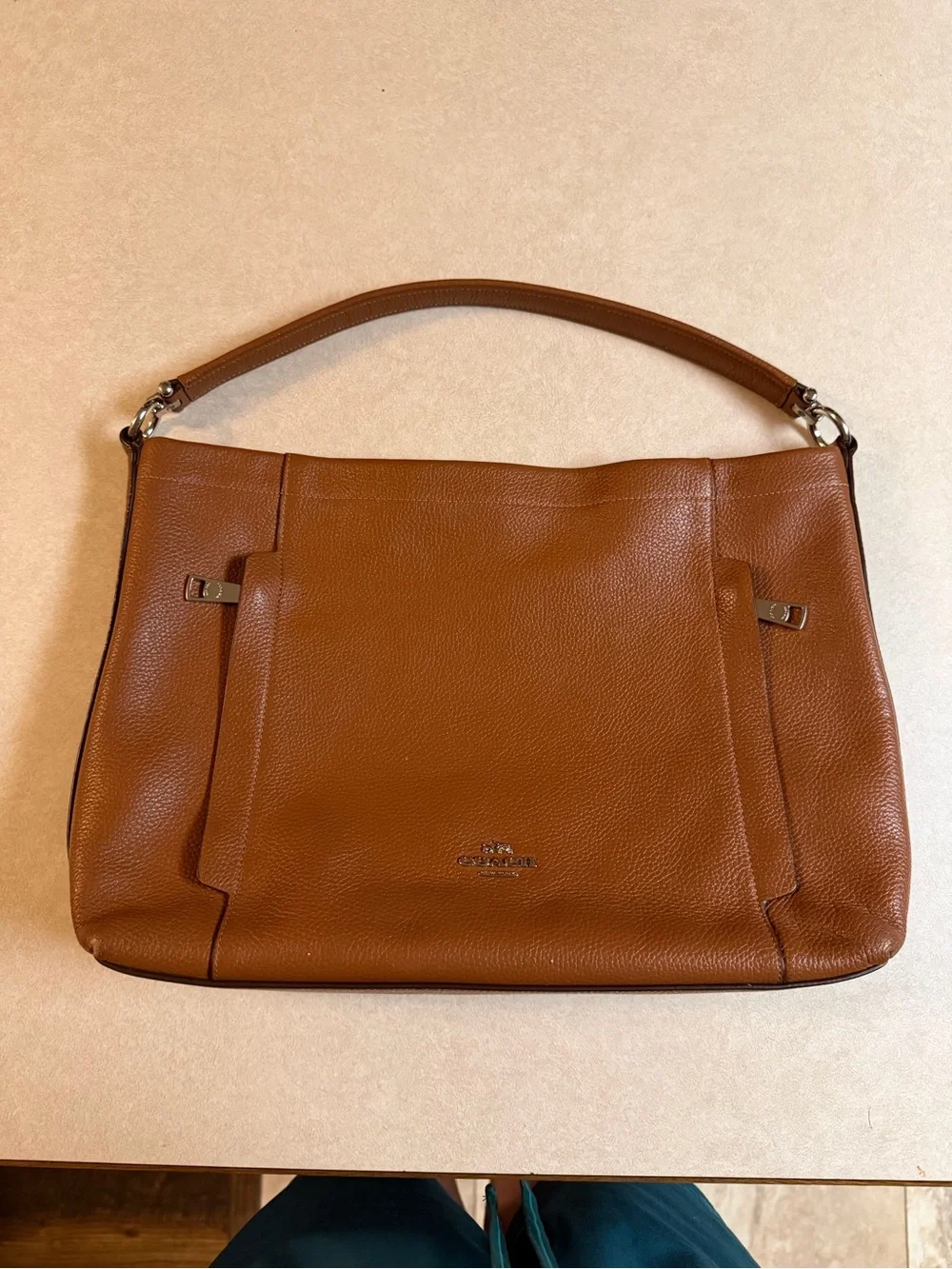Coach Cognac Pebbled Leather Shoulder Bag